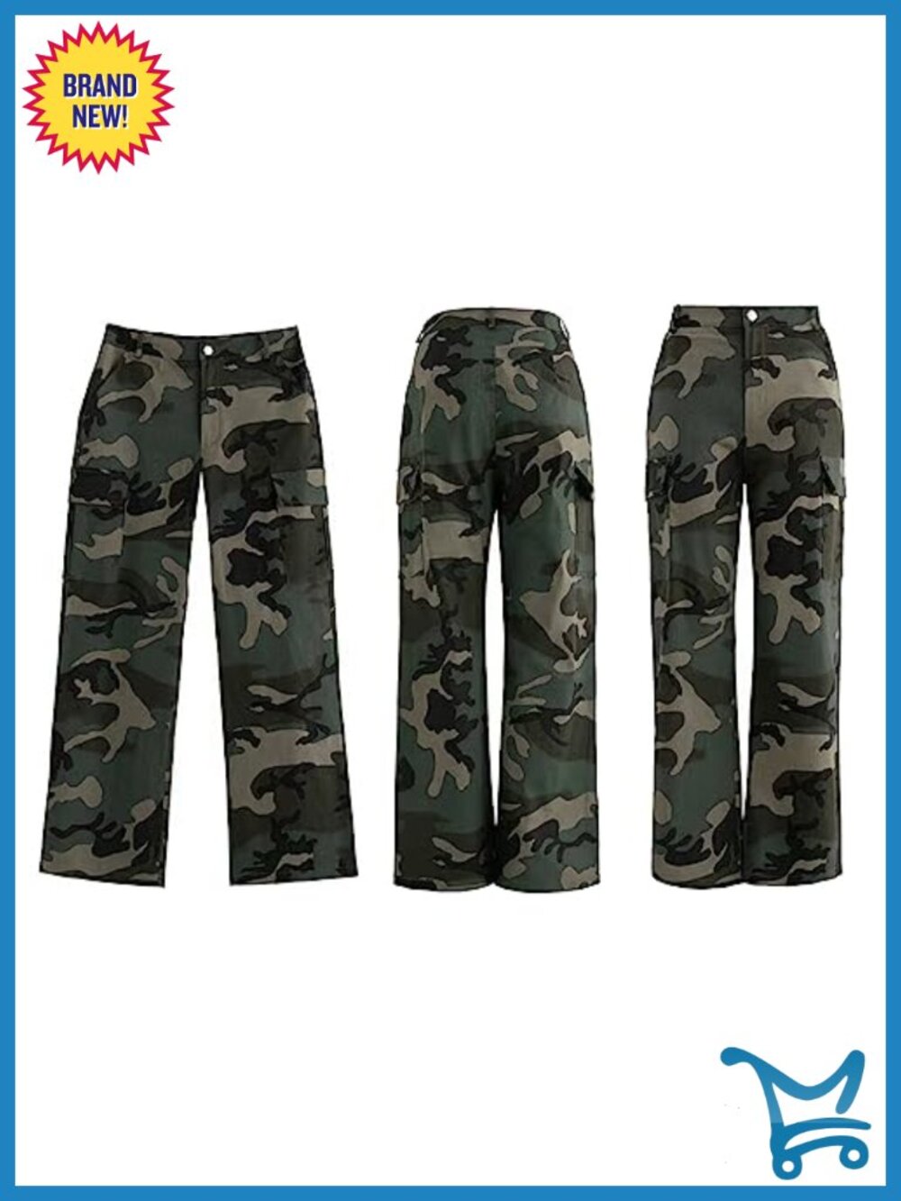 High Waist Camo Cargo Pants with Pockets - Picture 4 of 6